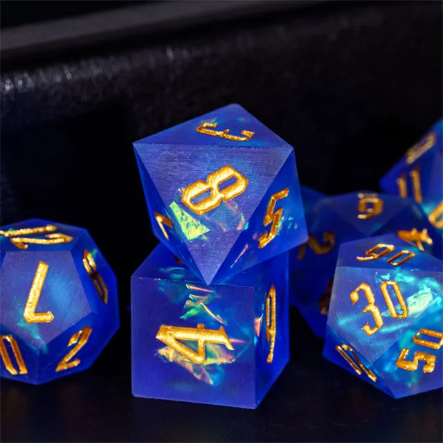 Dados Escarchados Hechos a Mano Azul