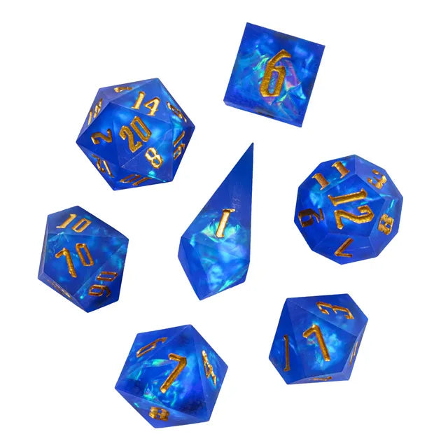 Dados Escarchados Hechos a Mano Azul