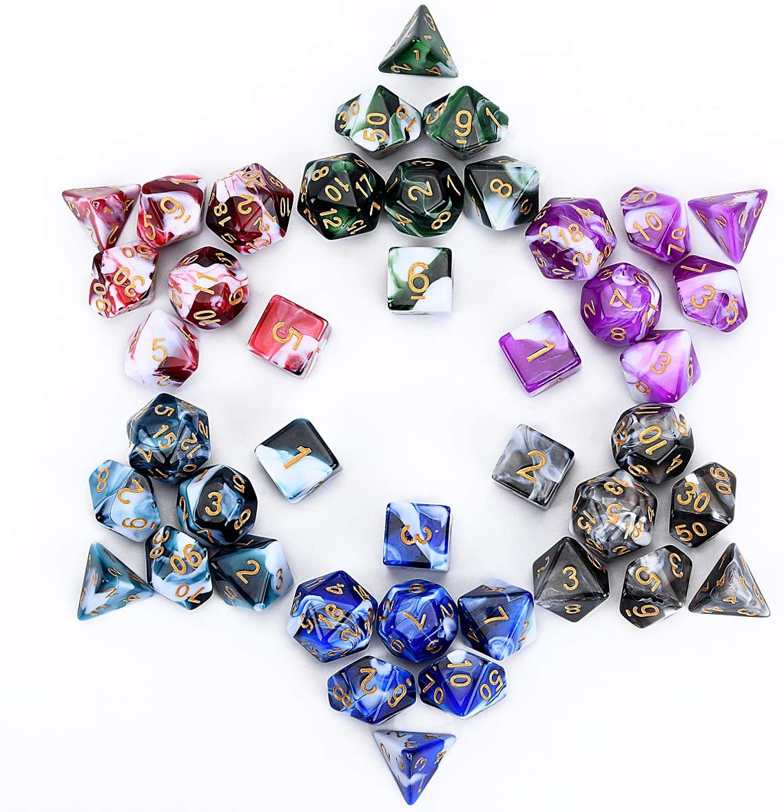 Polydice set Marmer