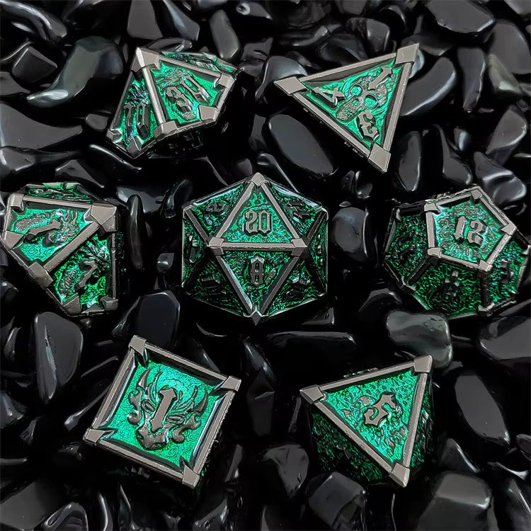 Metal dice set Demon skull