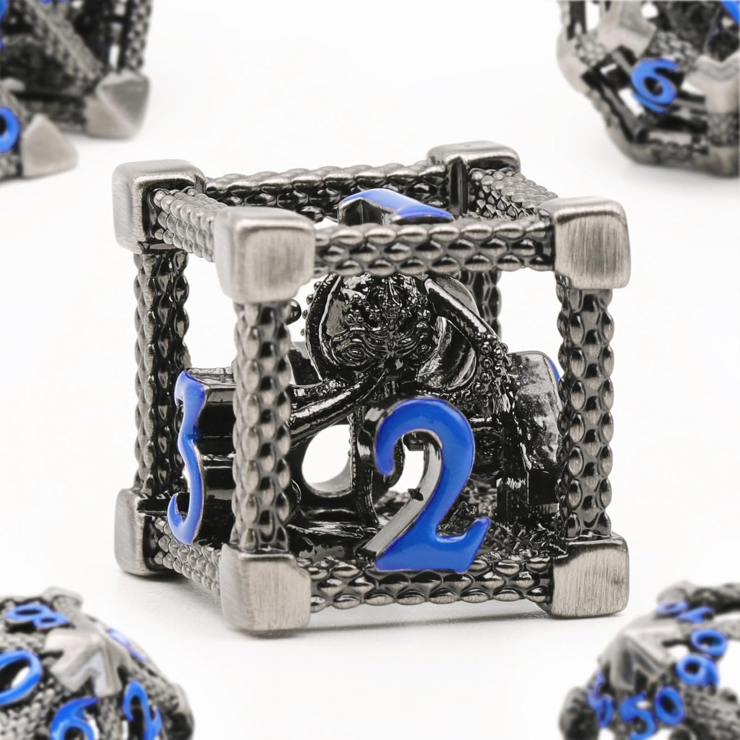 Hollow Octopus metal dice set