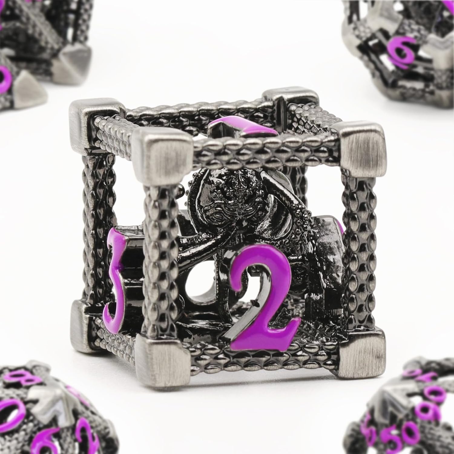 Hollow Octopus metal dice set