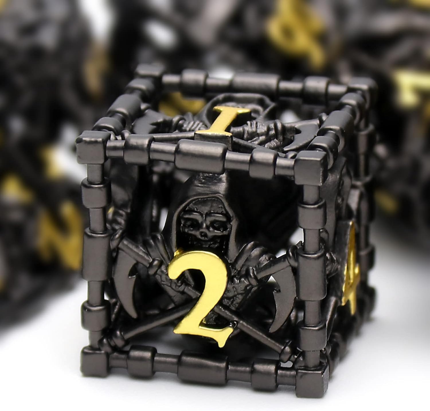 Metal dice set warrior gold black