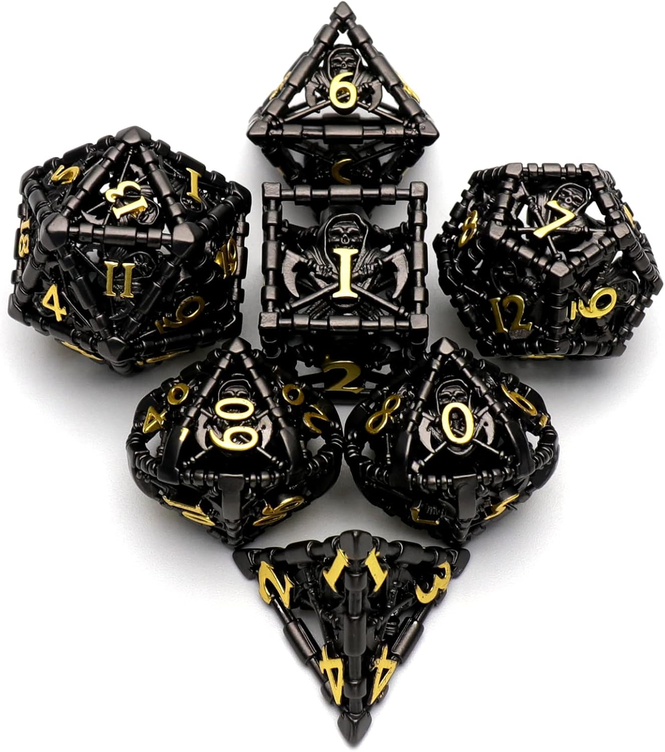 Metal dice set warrior gold black