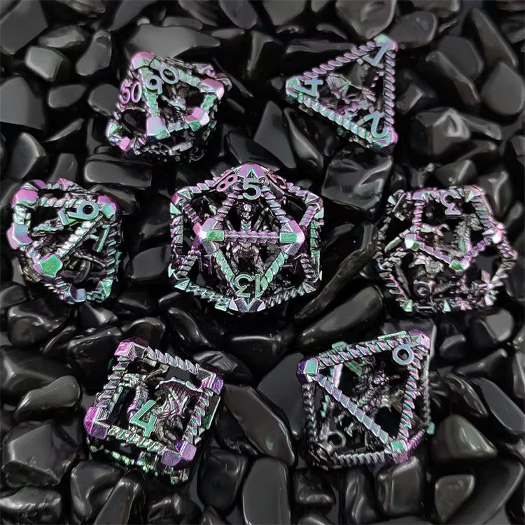 Hollow dragon metal dice set