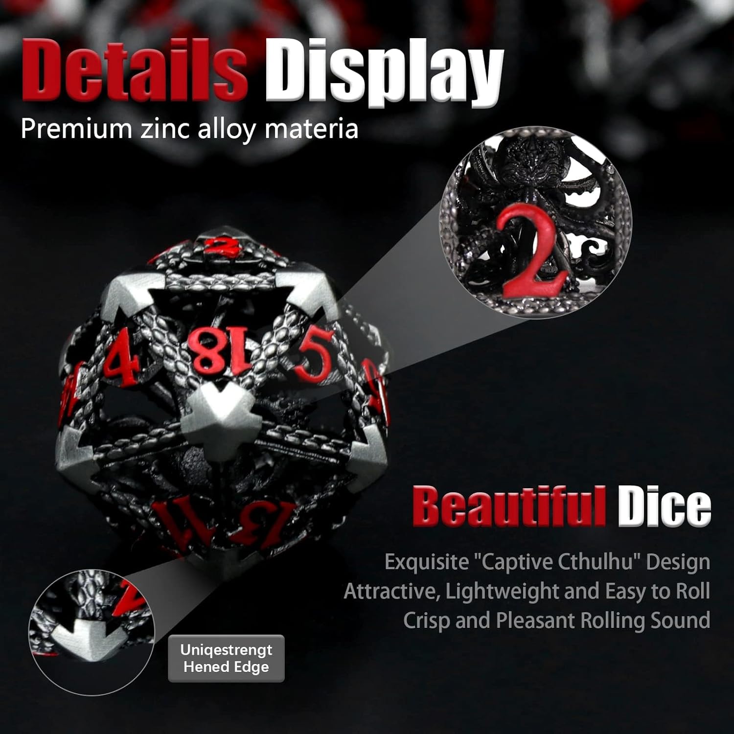 Hollow Octopus metal dice set